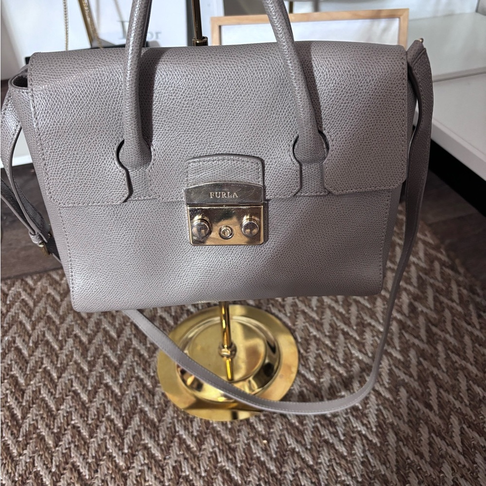 Furla Gray Leather Handbag